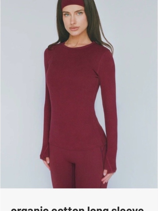 Layere Tops - LAYERE Organic Cotton Full length Long Sleeve Top Cherry Red Brandnew